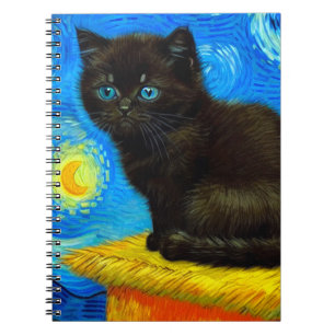 Cuaderno Van Gogh Style Starry Night Cat