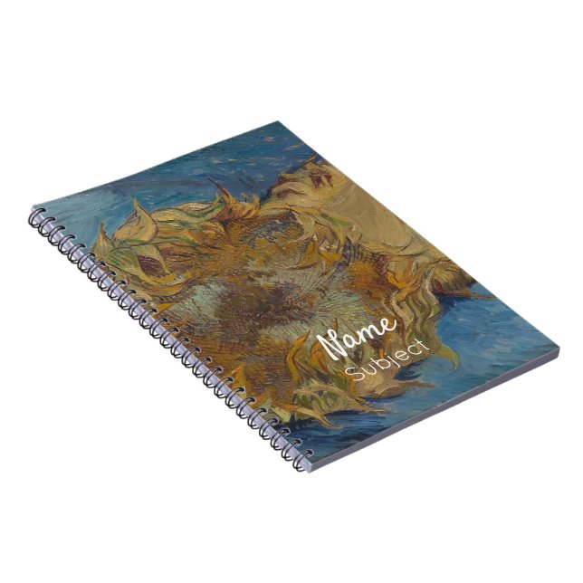 Cuaderno  Van Gogh Sunflowers Yellow Flowers Custom Name (Lado Derecho)