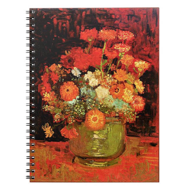 Cuaderno Van Gogh - Tazón con Zinnias, pintura famosa (Frente)
