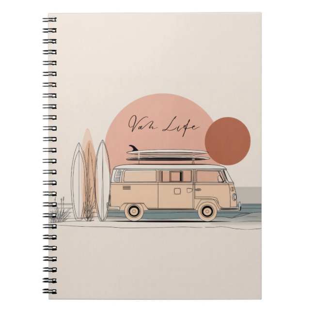 Cuaderno Van Life Surf Van – Estética Retro de Camper de Pl (Frente)