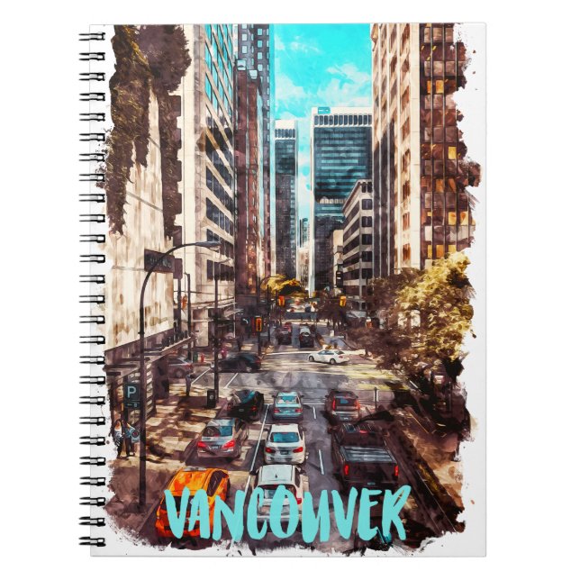 Cuaderno Vancouver Canada Vintage Travel Skyline (Frente)