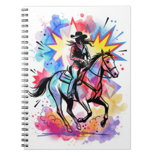 Cuaderno Vaquera Colorida Caballo Acuarela Pop Art