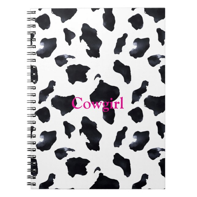 Cuaderno Vaquera de estampado de vaca blanco negro (Frente)