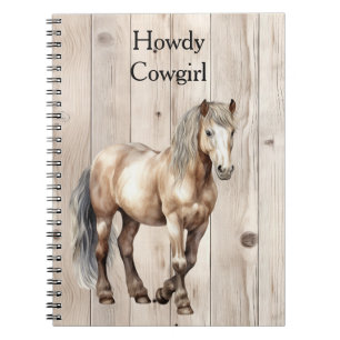 Cuaderno Vaquera Occidental Caballo Madera Falsa