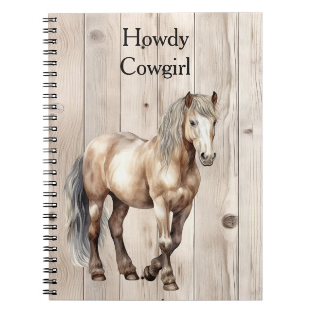 Cuaderno Vaquera Occidental Caballo Madera Falsa (Frente)