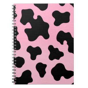 Cuaderno Vaquera Occidental de Estampado de Vaca Rosa y Neg