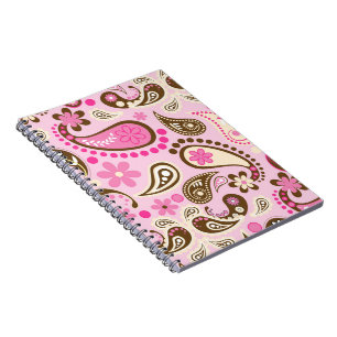 Cuaderno Vaquera Rosa Marrón Paisley Flores País Texas