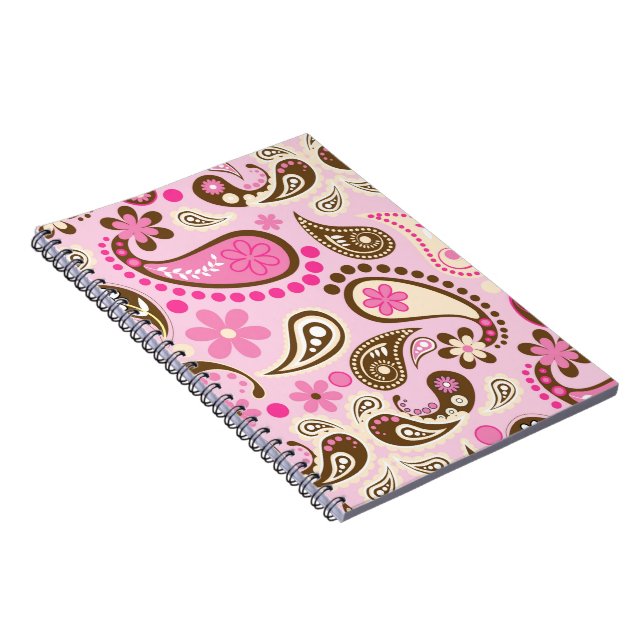 Cuaderno Vaquera Rosa Marrón Paisley Flores País Texas (Lado Derecho)