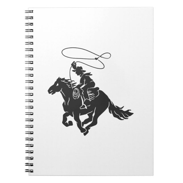 Cuaderno Vaquero en un caballo balancín corriendo con lazo (Frente)
