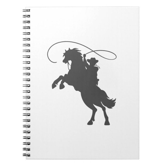 Cuaderno vaquero lanzando lazo montando caballo (Frente)
