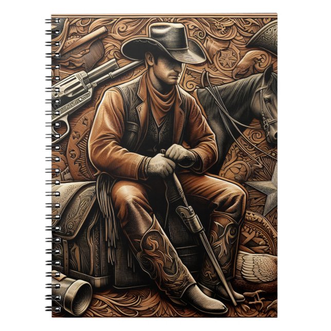 Cuaderno Vaquero que se retuerce las armas: retrato del oes (Frente)