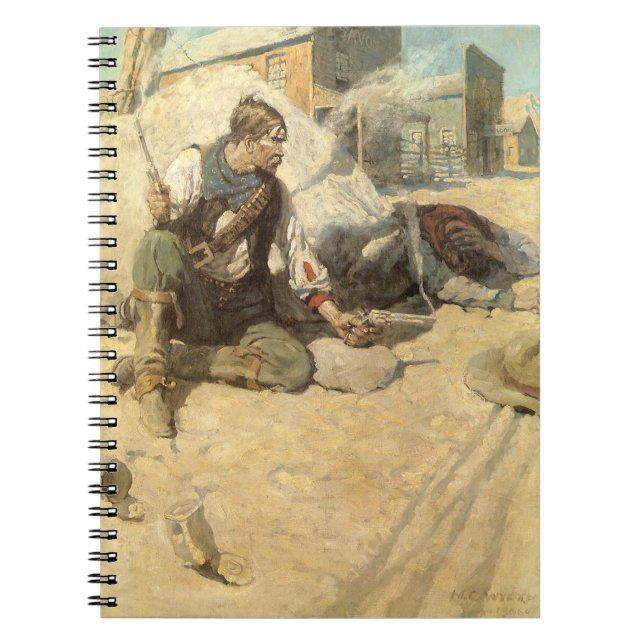 Cuaderno Vaqueros del Oeste Antiguo, Hopalong por NC Wyeth (Frente)