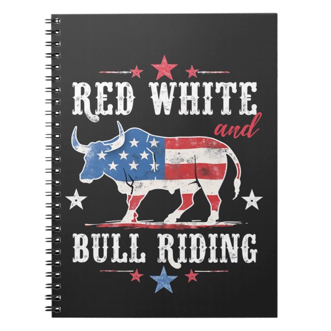 Cuaderno Vaqueros estadounidenses rojos de blanco y toro (Frente)