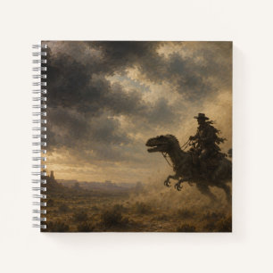 Cuaderno Vaqueros montando dinosaurios a través de una torm
