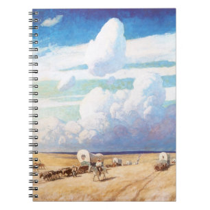 Cuaderno Vaqueros occidentales vintage, carretas cubiertas 