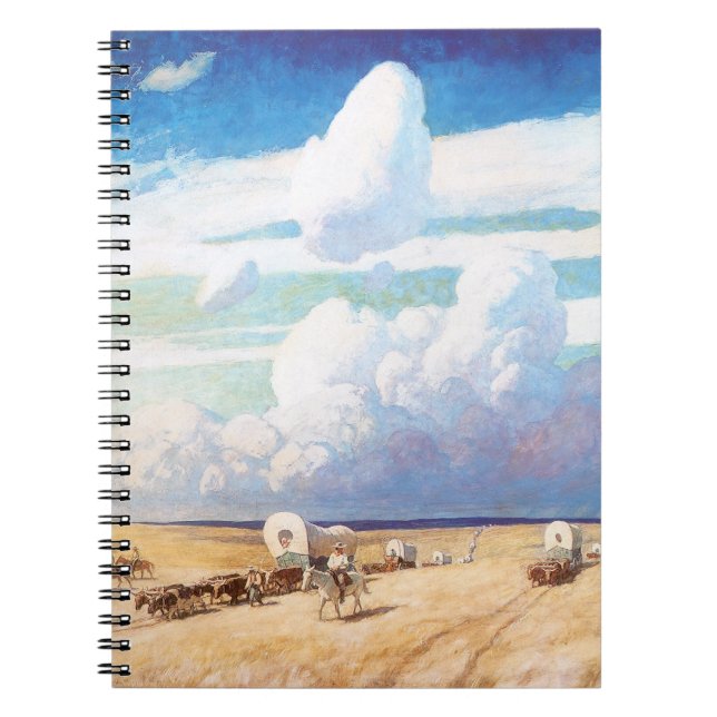 Cuaderno Vaqueros occidentales vintage, carretas cubiertas  (Frente)