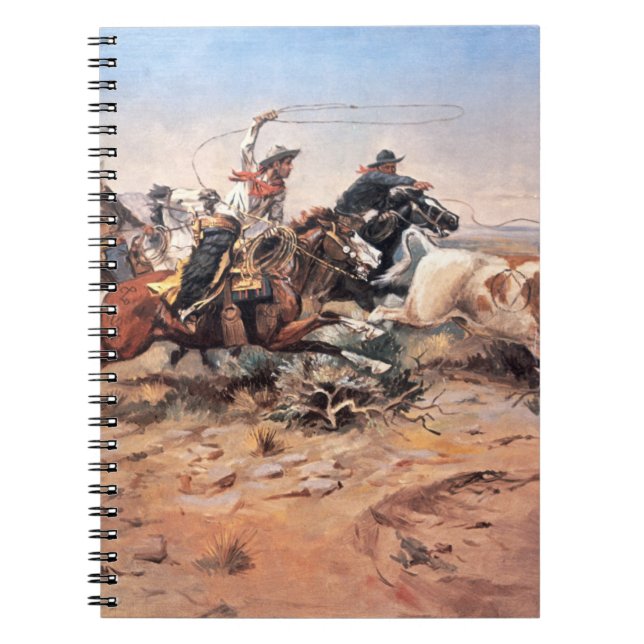 Cuaderno Vaqueros roping un buey, 1897 (aceite en lona) (Frente)