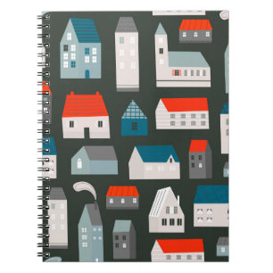 Cuaderno Varias casitas pequeñas. Estilo de corte de papel.