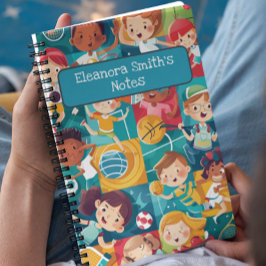 Cuaderno Varios Personajes Lindos de Deportes De Vuelta a l