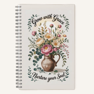 Cuaderno Vase Con Florals Crecer Con Cita De Gracia