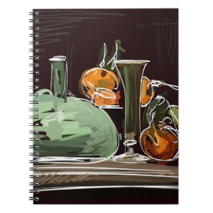 Cuaderno Vaso verde del vino de frutas expresionista