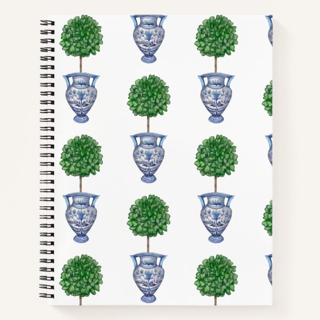 Cuaderno Vasos topiarios clásicos de patrón abuelo (Anverso)
