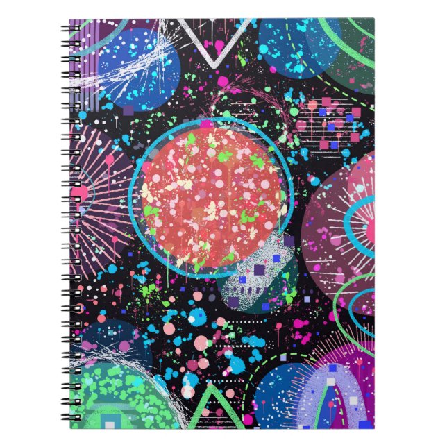 Cuaderno Vecindario galáctico: Tarjeta postal de arte abstr (Frente)