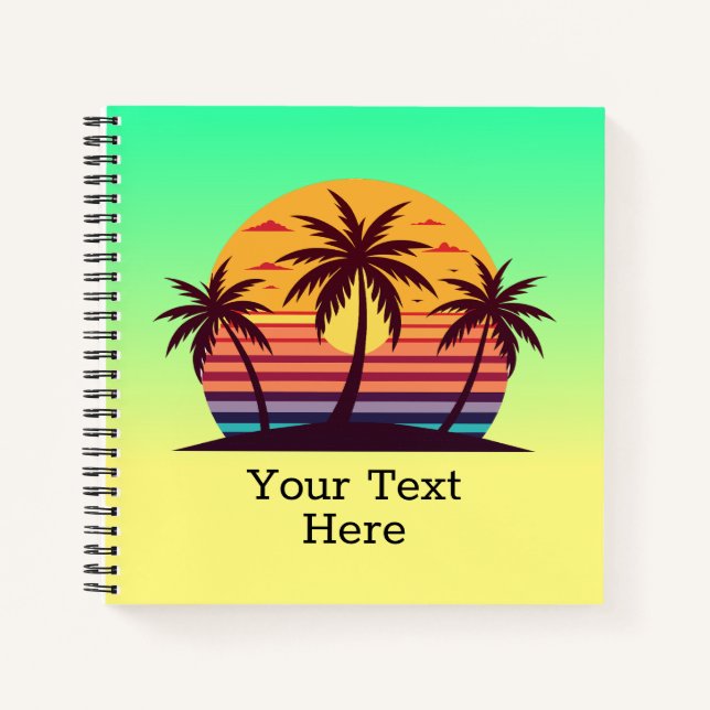 Cuaderno Vector Atardecer Con Palmeras (Anverso)