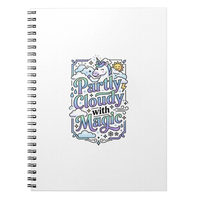 Cuaderno Vector Comercial de Unicornio Parcialmente Nublado (Frente)