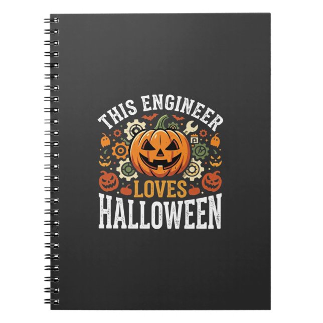 Cuaderno Vector de calabaza de ingeniero de Halloween (Frente)