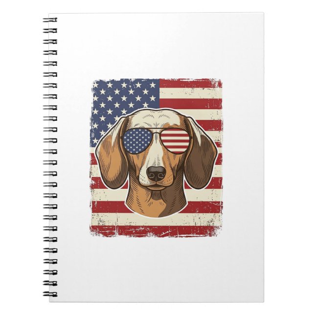 Cuaderno Vector de gafas de sol con bandera patriótica vint (Frente)