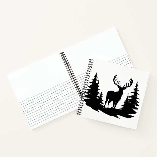 Cuaderno Vector de gran ciervo entre pinos  (Interior)