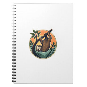 Cuaderno Vector de perezoso vintage Insignia de vida silves
