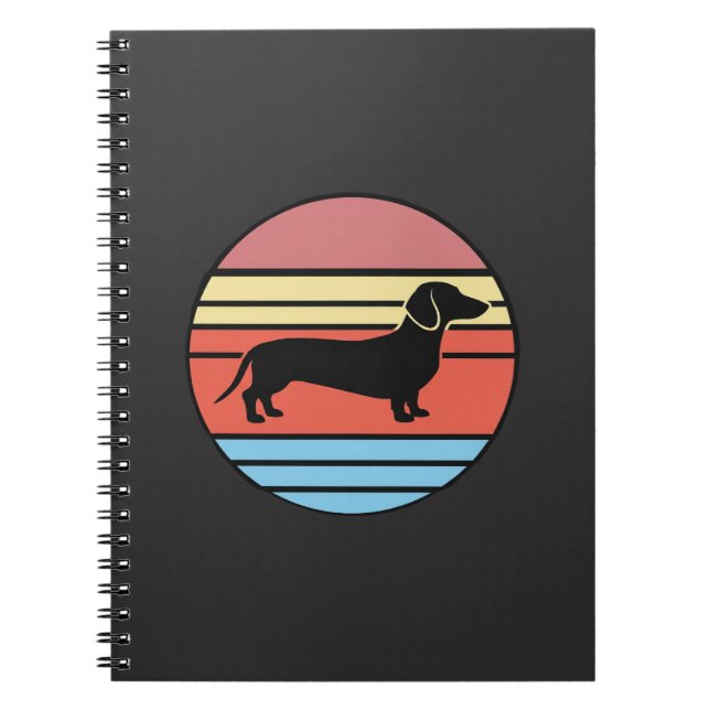 Cuaderno Vector de puesta de sol retro Dachshund (Frente)