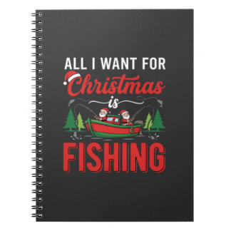 Cuaderno Vector de Santa de pesca de Navidad