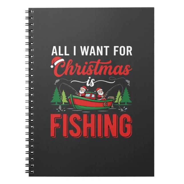 Cuaderno Vector de Santa de pesca de Navidad (Frente)