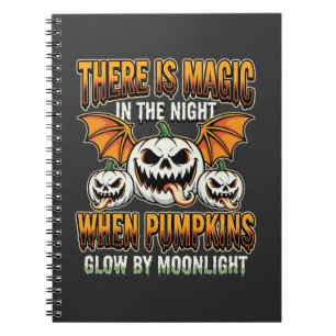 Cuaderno Vector de terror de luna llena de calabaza mágica 
