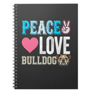 Cuaderno Vector Perro Bulldog Paz Amor