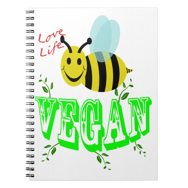 Cuaderno vegano de la abeja de la vida del amor (Frente)