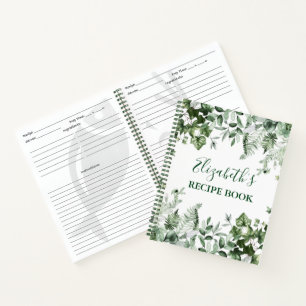 Cuaderno Vegetación de color de agua Ivy Ferns Receta de sa