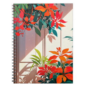 Cuaderno vegetación estética, decoración de arte, huella na