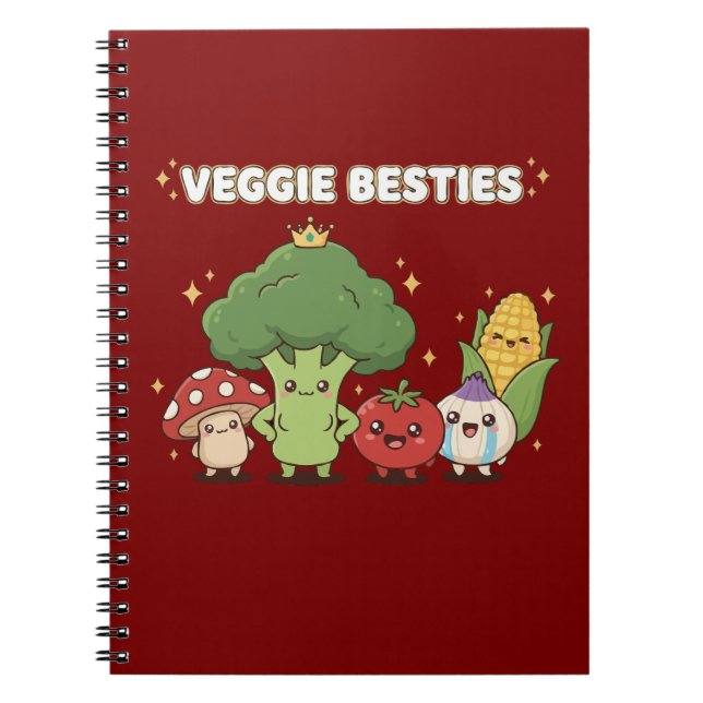 Cuaderno Veggie Besties | Cute Kawaii Cartoon Vegetable  (Frente)