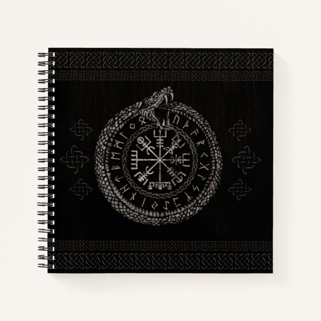 Cuaderno Vegvisir con Ouroboros y runas (Anverso)