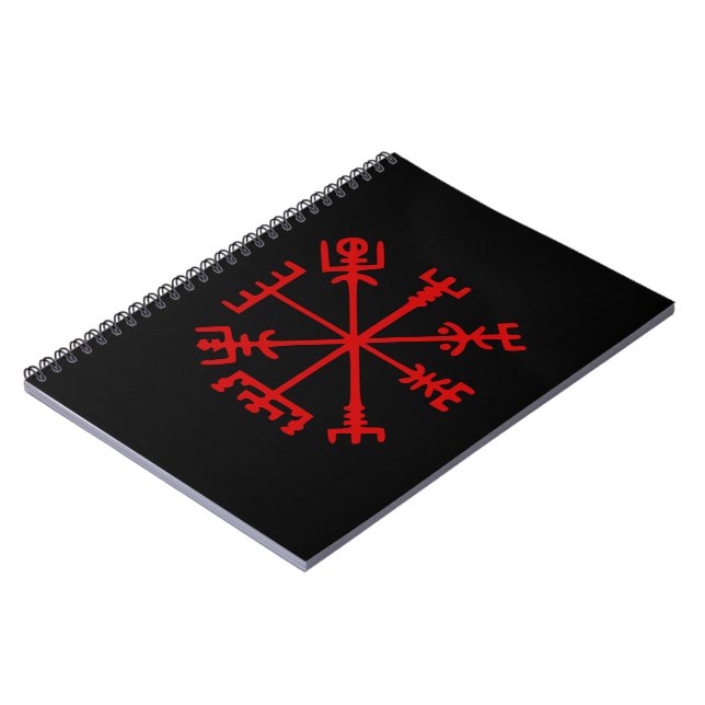 Cuaderno Vegvísir Rojo Sangre (Vegvísir Viking Compass) (Lado Izquierdo)