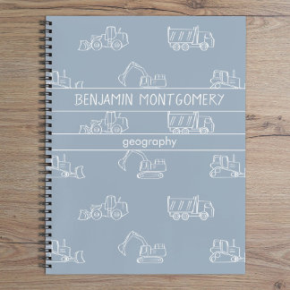 Cuaderno Vehículos de Construcción Camión Escuela Nombre de