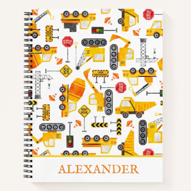 Cuaderno Vehículos de construcción de acuarela para niños p (Anverso)