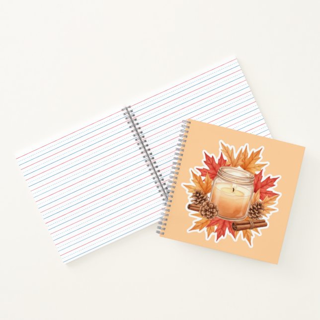 Cuaderno Vela acogedora de otoño con hojas de arce | Diseño (Interior)