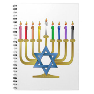 Cuaderno Velas de Arcoíris de Janucá Menorá de Oro