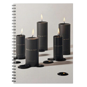 Cuaderno Velas minimalistas de línea negra con llamas dimin