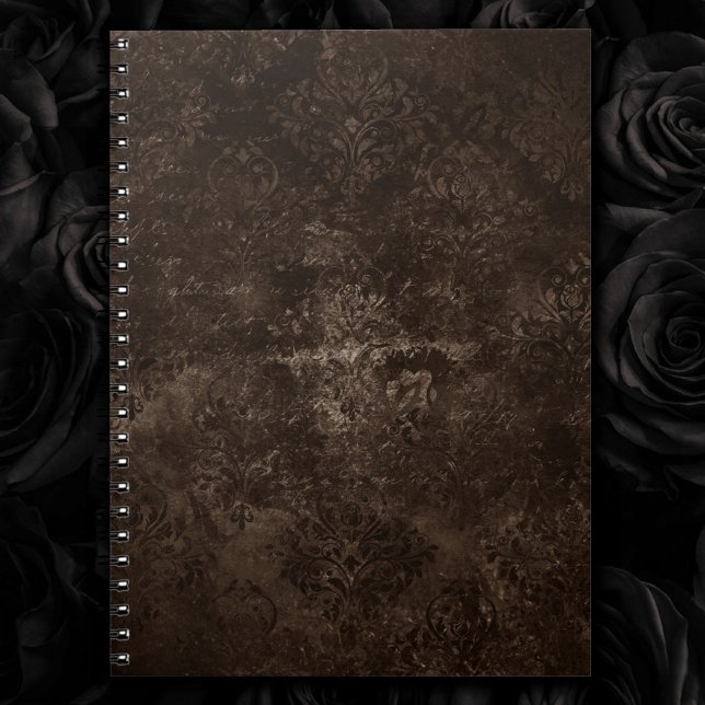 Cuaderno Velvety Bronze Damask | Grunge barroco marrón (Subido por el creador)